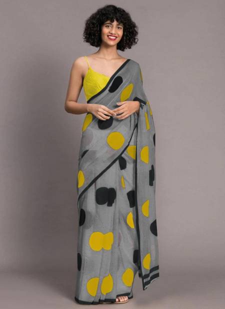 Gray Colour VARNI AMAZIA Fancy Designer Party Wear Soft Cahnderi Original Digital Printed Saree Collection 2403